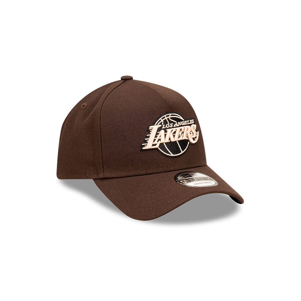 LA Lakers Hat - Brown Stone 9Forty A-Frame NBA Snapback Cap - New Era